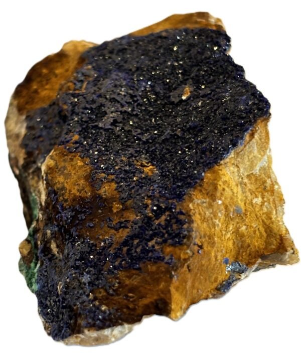 Natural azurite malachite freeform specimen 1 sians emporium Raw azurite and malachite freeform mineral specimen with deep blue crystalline crust on natural matrix